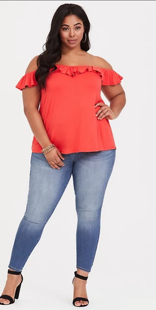 NWT Torrid Orange V-neck Ruffle Tank